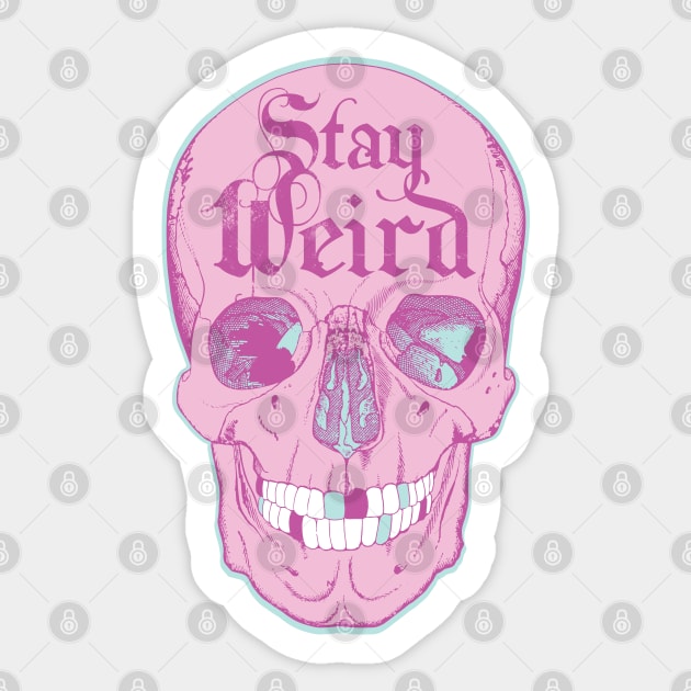 Stay Weird Pastel Goth Skull Sticker by August Design